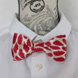 NOEUD PAPILLON BLANC GOUTTES ROUGES - 3 TAILLES